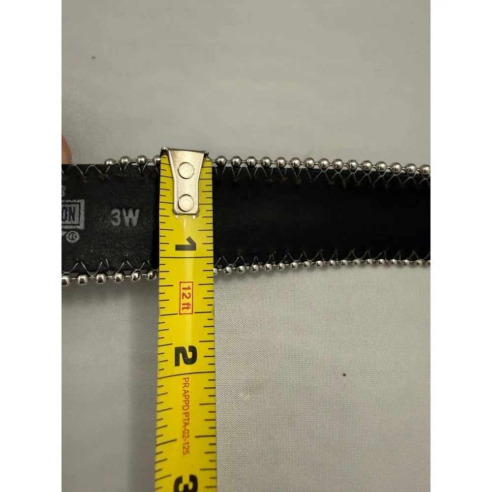 Harley Davidson Rhinestone Filigree Belt Genuine Leather 3W Black Large Buckle